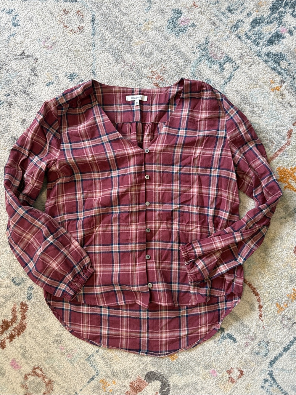 Madewell Burgundy Plaid Button-Front Shirt